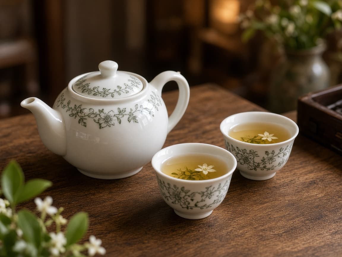 Freshly poured tea in a glass cup